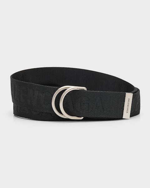Balenciaga Men's Jacquard Logo D-Ring Belt | Neiman Marcus