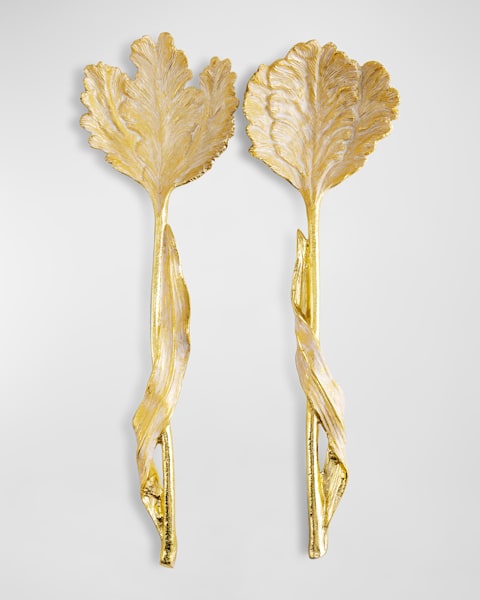 新品 Michael Aram ゴールドオーキッド 箱付 Michael Aram Two-Piece Gold Orchid Serving Set | Neiman Marcus