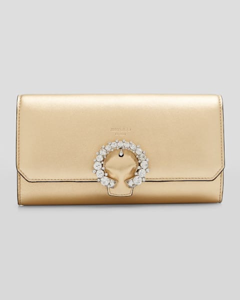 Kira Chevron Quilted Metallic Leather Card Case