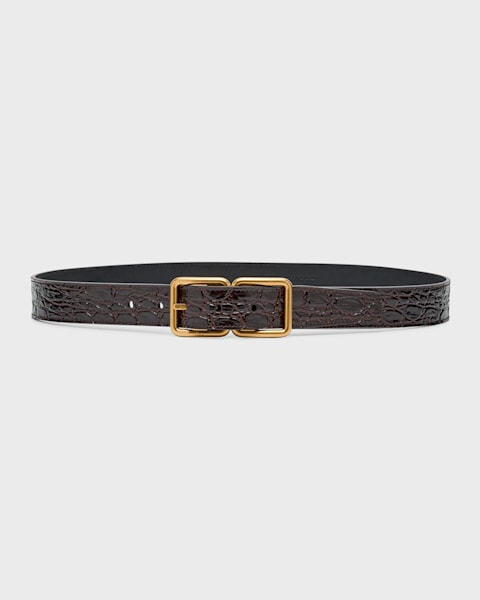 Saint Laurent YSL Cintura Skinny Leather Belt | Neiman Marcus