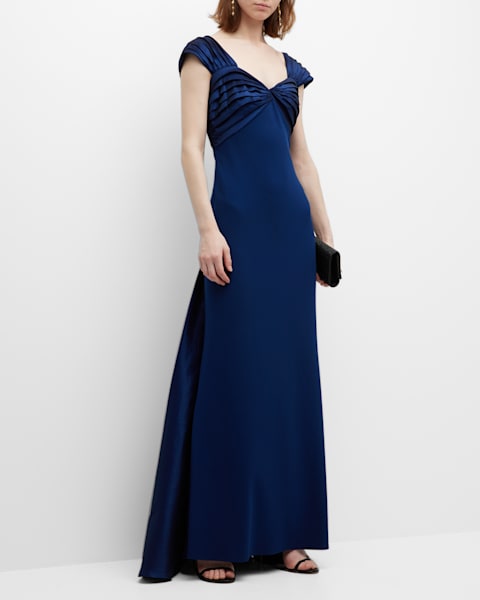 Tadashi Shoji One-Shoulder Draped Crepe Gown | Neiman Marcus