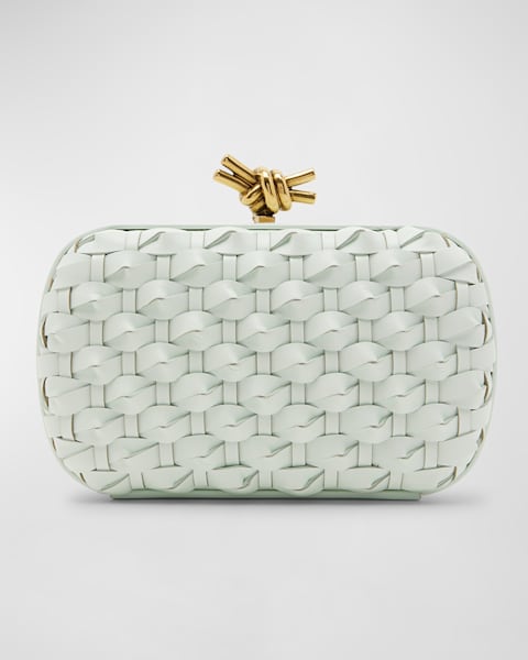 トートバッグ BOTTEGA VENETA Ivory Leather Knot Lock Handbag Knot Lock Intrecciato leather crossbody bag in white