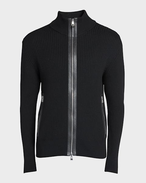 Prada Men's Wool Zip-Front Cardigan | Neiman Marcus