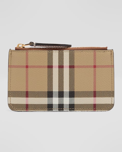 【BURBERRY】CHECK COMPACT WALLET◆8095292160296 Burberry Check Zip Compact Wallet | Neiman Marcus