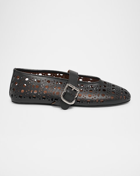 ALAIA Metallic Net Mary Jane Ballerina Flats | Neiman Marcus