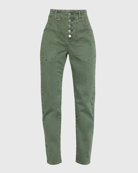 Alice + Olivia Cay Baggy Denim Cargo Pants | Neiman Marcus