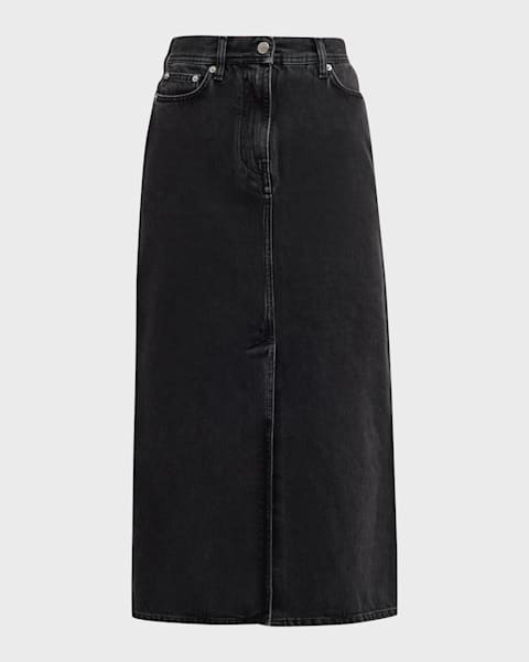 Marc Jacobs Long Fluted Denim Skirt | Neiman Marcus