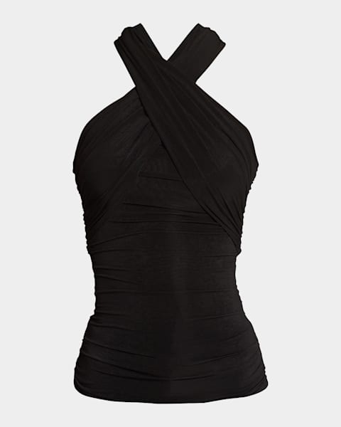 Saint Laurent Scoop-Neck Silk Tank Top | Neiman Marcus