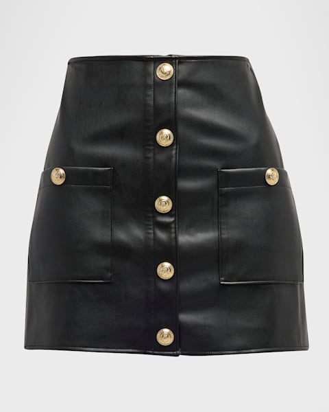 Alice + Olivia Toni Vegan Leather Asymmetric Pleated Mini