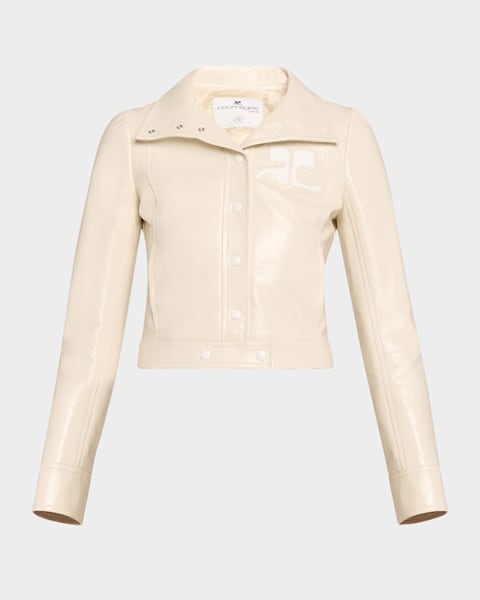 Courreges Textured Vinyl Crop Jacket | Neiman Marcus