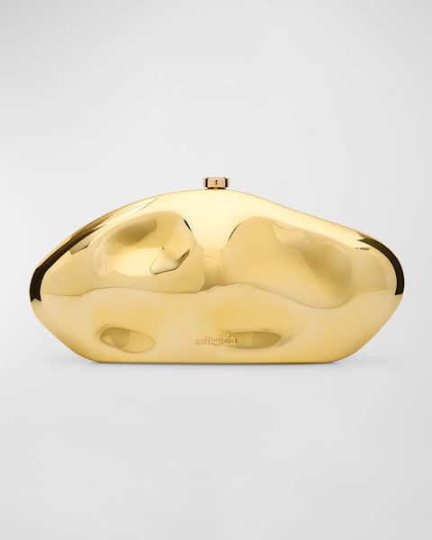 Lame Lopsy Metallic Vegan Leather Top-Handle Bag