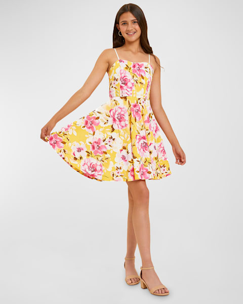 Girl's Sleeveless Two-Tone Satin Dress, Size 3T-12
