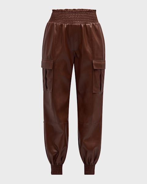 RALPH LAUREN COLLECTION Karly paneled leather straight-leg