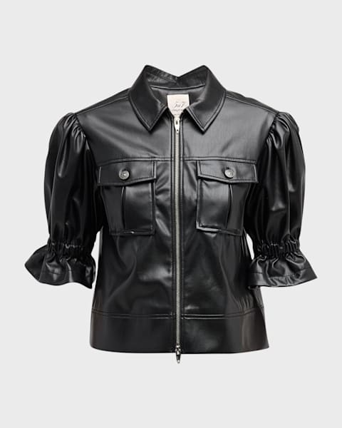 Holly Short-Sleeve Sateen Jacket | Neiman Marcus