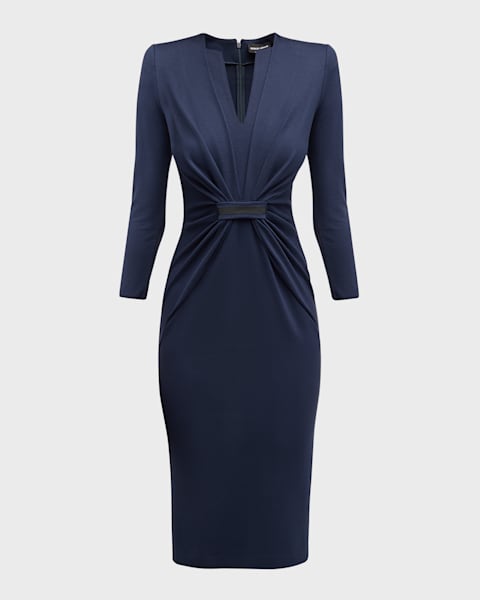 ワンピース GIORGIO ARMANI Black Stretch Viscose Blend Sheath Dress Giorgio Armani Gathered Jersey Sheath Dress | Saks Fifth Avenue