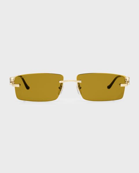 FERRAGAMO Men's Gancini Evolution Metal Rectangle Sunglasses