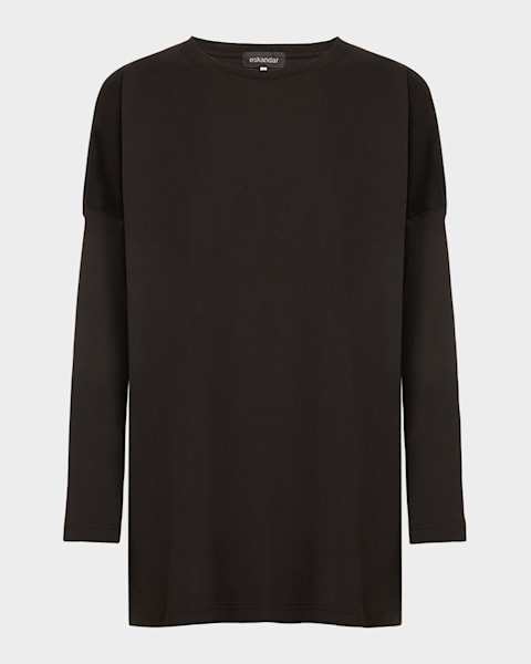Tシャツ・カットソー Brunello Cucinelli Fitted Black Long-Sleeved Top Brunello Cucinelli Pailette Embroidered Ribbed T-Shirt