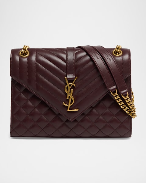 Saint Laurent Envelope Triquilt Small YSL Shoulder Bag in Grained