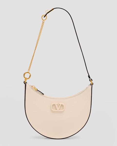 ショルダーバッグ・ポシェット VALENTINO Ivory leather small Hobo Vlogo Moon handbag Valentino Garavani VLOGO Small Moon Textured Leather Hobo