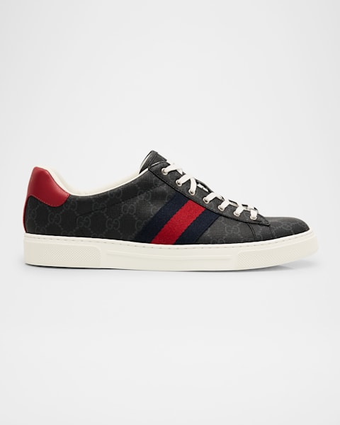 Gucci Men's Re-Web GG Supreme Canvas and Leather Sneakers