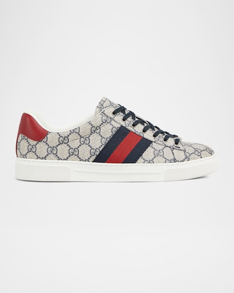 Gucci Men's New Ace Embroidered Low-Top Sneakers | Neiman Marcus