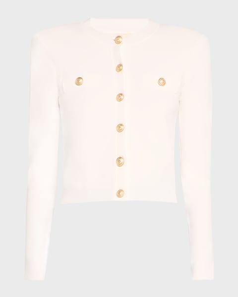 Cinq a Sept Briana Feather-Cuff Knit Cardigan | Neiman Marcus