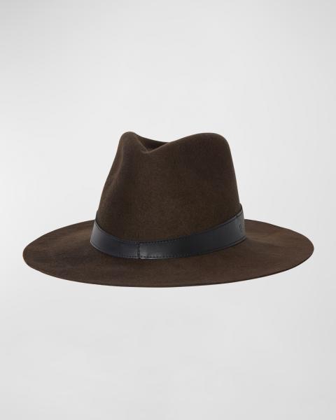 Janessa Leone Harley Wool & Suede Fedora Hat | Neiman Marcus