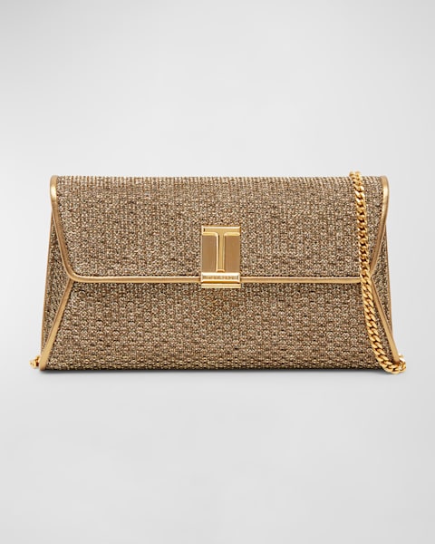 TOM FORD Wallis Metallic Python-Embossed Leather Clutch Bag