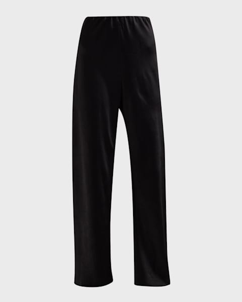 Saint Laurent Satin Straight-Leg Trousers | Neiman Marcus