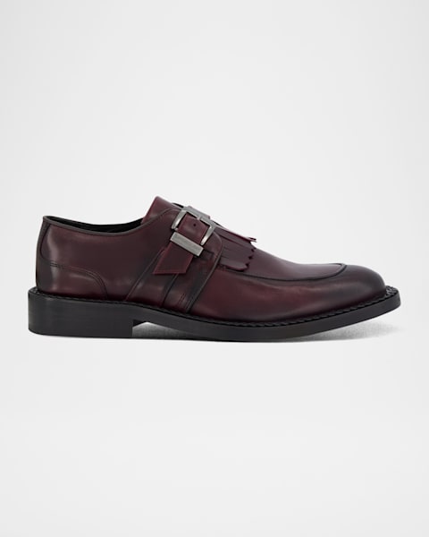 Prada Men's Brushed Leather Double-Monk Strap Loafers | Neiman Marcus