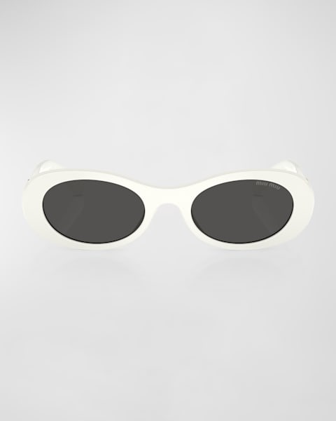 小物 Miumiu half-rim oval sunglasses archive Miu Miu Mirrored Acetate Oval Sunglasses | Neiman Marcus