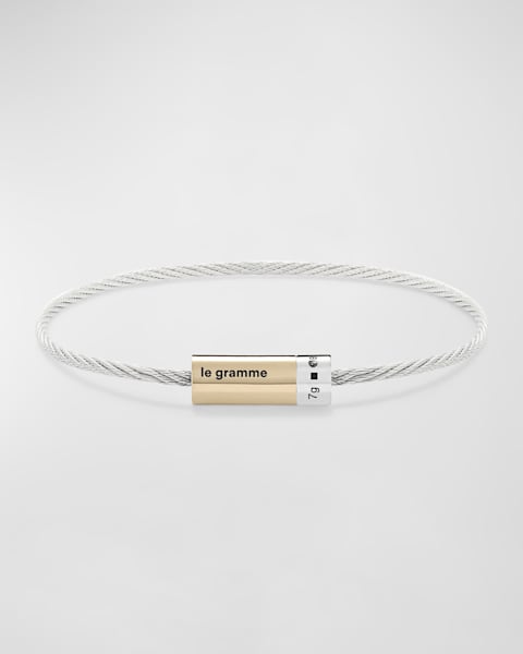 Le Gramme Men's Brushed 18K Yellow Gold Cable Bracelet | Neiman Marcus