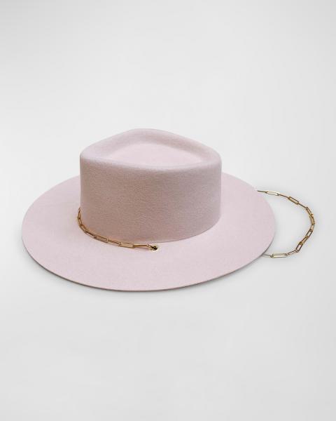 Van Palma Noe Lamb Felt Fedora With Chain | Neiman Marcus display picture 1