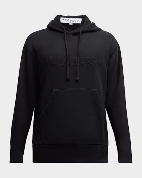 JW Anderson Men's Anchor Embroidery Zip Hoodie | Neiman Marcus