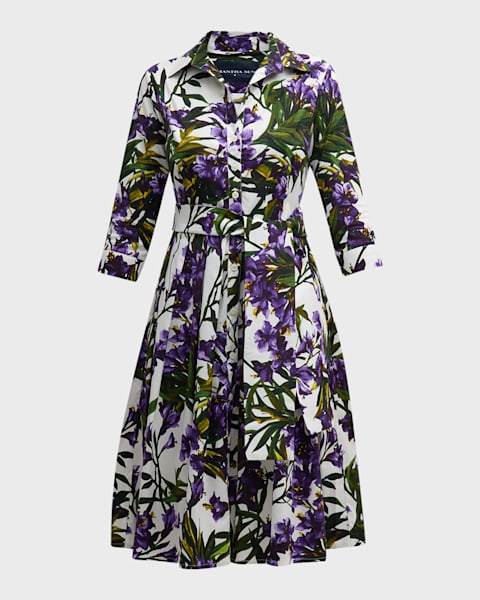 ワンピース SAMANTHA SUNG SS25 Dresses (ASTER BUGANVILLE WHITE ROSE) Samantha Sung Aster Belted Floral-Print Cotton Midi Dress