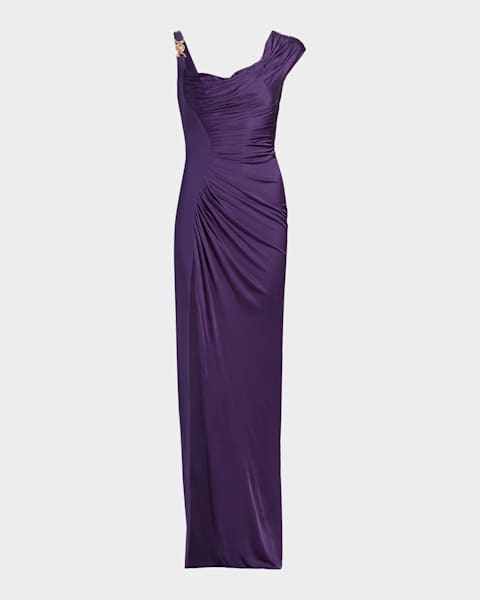 Dress the Population Black Label Amanda Chiffon-Draped Mermaid Gown |  Neiman Marcus