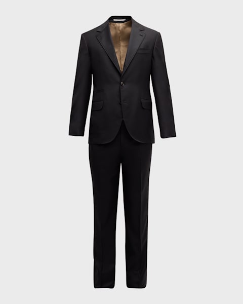 Brunello Cucinelli Men's Pinstriped Flannel Double-Breasted
