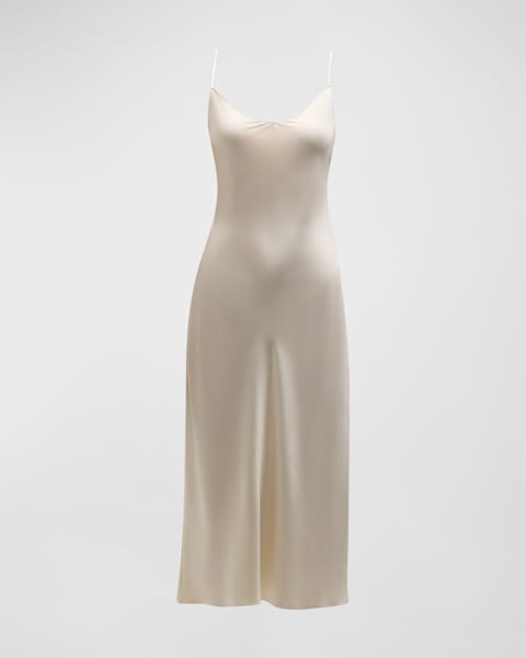 Theory Sleeveless Satin Slip Dress | Neiman Marcus