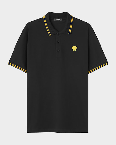 Versace Men's Medusa Tipped Pique Polo Shirt | Neiman Marcus