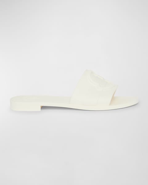 Moncler Bell Suede Logo Slide Sandals | Neiman Marcus