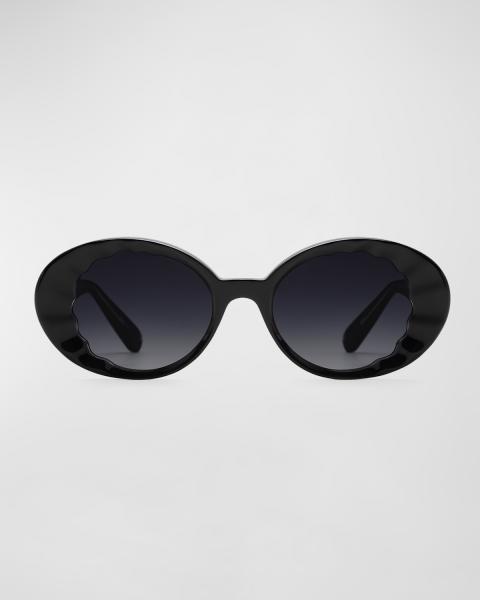 KREWE Jackie Acetate Geometric Round Sunglasses | Neiman Marcus