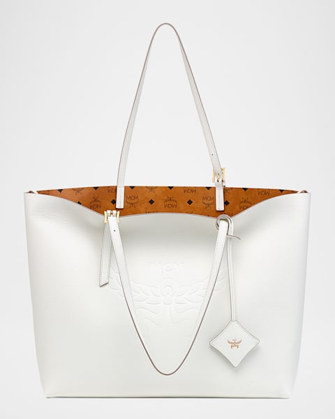 MCM Liz Medium Coral Mountain Visetos Shopper Tote Bag | Neiman Marcus