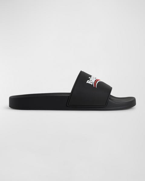 Balenciaga Black Textured Slides BALENCIAGA Cagole embellished textured-leather sandals | NET  main image 3