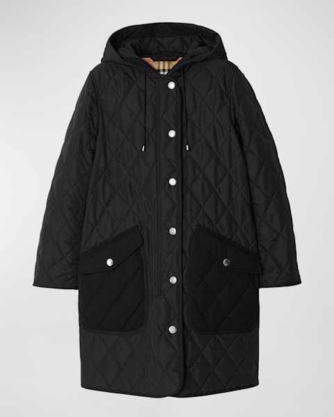 Burberry Quilted Velvet-Trim Coat | Neiman Marcus