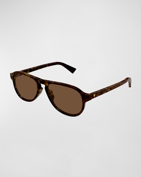 Bottega Veneta Men's Round Acetate Sunglasses | Neiman Marcus