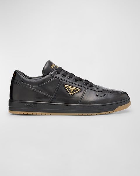 Prada Men's Downtown Logo Leather Low-Top Sneakers | Neiman