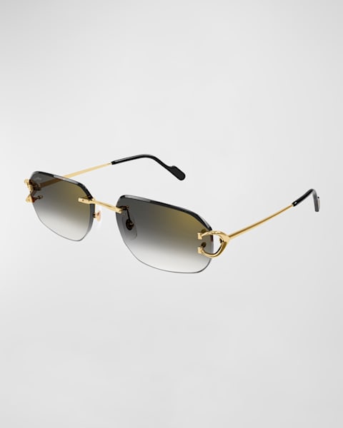Men's CT0465S Rimless Metal Rectangle Sunglasses