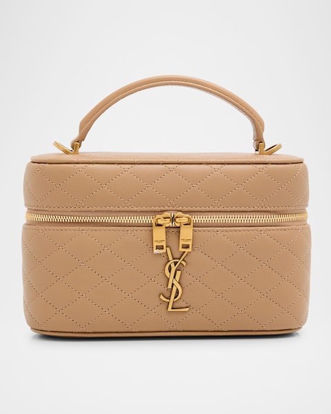 Micro Vanity Top-Handle Bag in Quilted Leather 