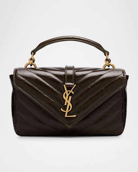 Saint Laurent College Medium Flap YSL Top Handle Bag in Quilted
