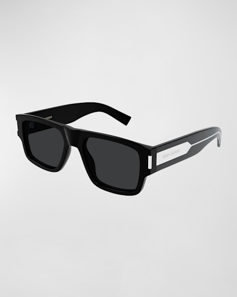 サンローランサングラス Saint Laurent Men's Rectangle Acetate Sunglasses with Logo